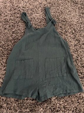 Women’s Gauze Tie-Strap Romper in Dark Green